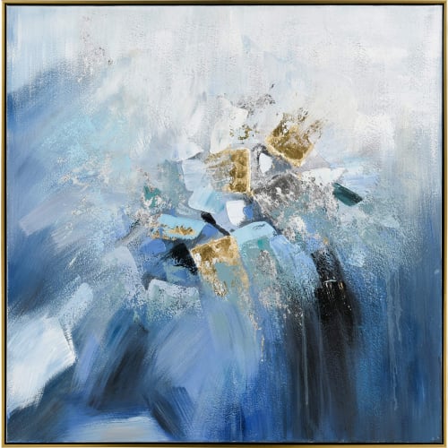 Bursts Framed Wall Art in Blue, White & Metallic