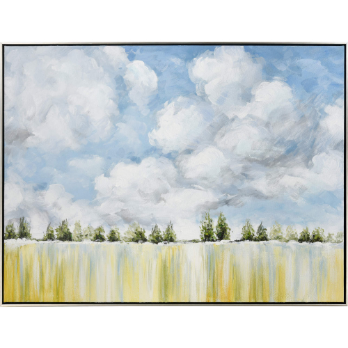 Treeline Framed Wall Art in Blue, Green, Silver & Green Canvas