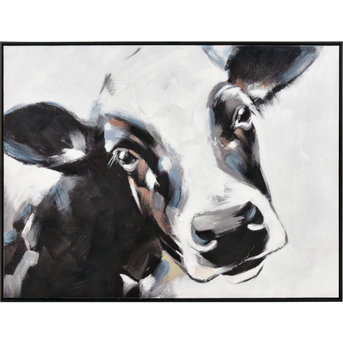 Lucy the Cow Framed Wall Art in White, Black, Black