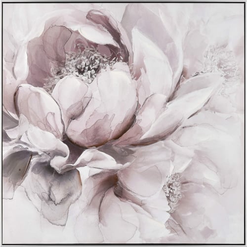 Petal Study Framed Wall Art in Light Pink, White & Silver Canvas