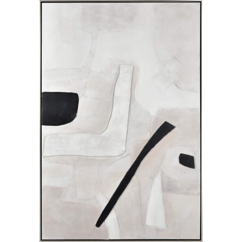 Foxx Abstract Framed Wall Art in White, Black, Silver