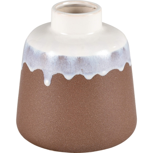 Brinson Vase in Brown & White Ceramic