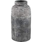 Ashe 12"H Vase in Antique Dark Gray Ceramic