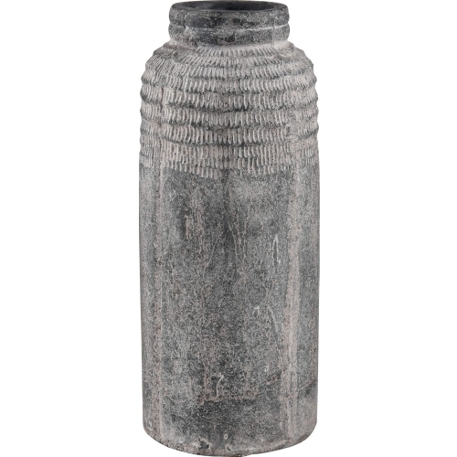 Ashe 15"H Vase in Antique Dark Gray Ceramic