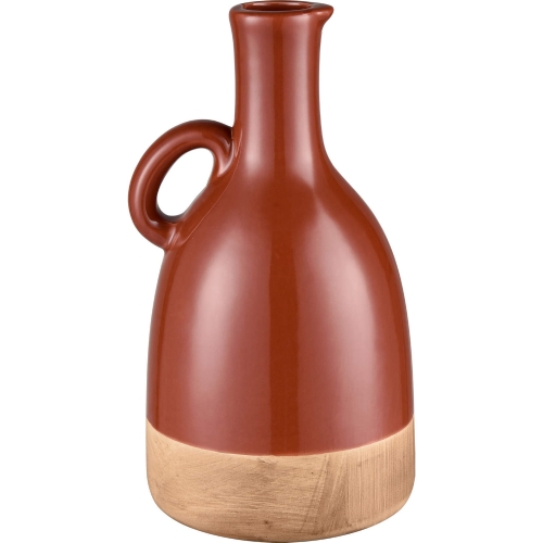 Adara 11"H Vase in Brick Red & Natural Ceramic