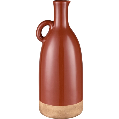 Adara 15"H Vase in Brick Red & Natural Ceramic