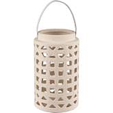 Haney Lantern in Cream Ivory Ceramic