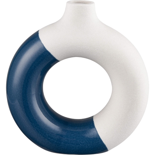 Ciro Vase in White & Navy Blue Ceramic