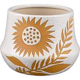 Annie Vase in White w/ Yellow Sunflower Ceramic