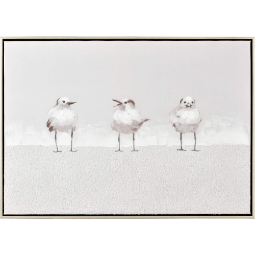 Three Gulls Framed Wall Art in White, Gray, Champagne Gold