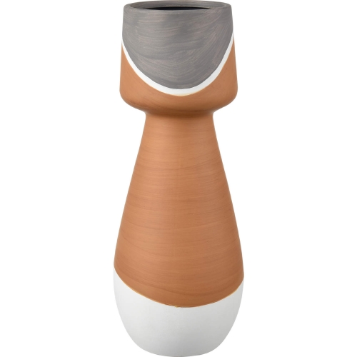 Eko Vase in Terracotta, Stone Gray & White Ceramic