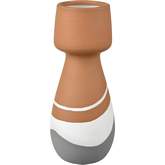 Eko Vase in Terracotta, Stone Gray & White Ceramic