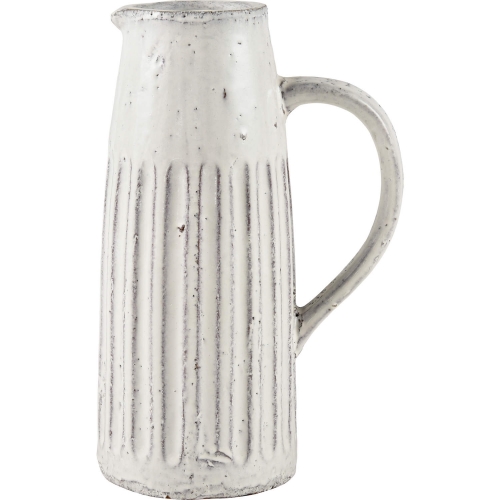 Muriel Pitcher Vase in Aged White Glazed Earthenware