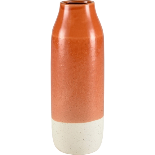 Terra Vase in Coral & Off White Earthenware