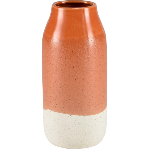 Terra Vase in Coral &Off White Earthenware