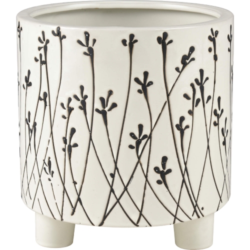 Melton Planter in White & Black Ceramic