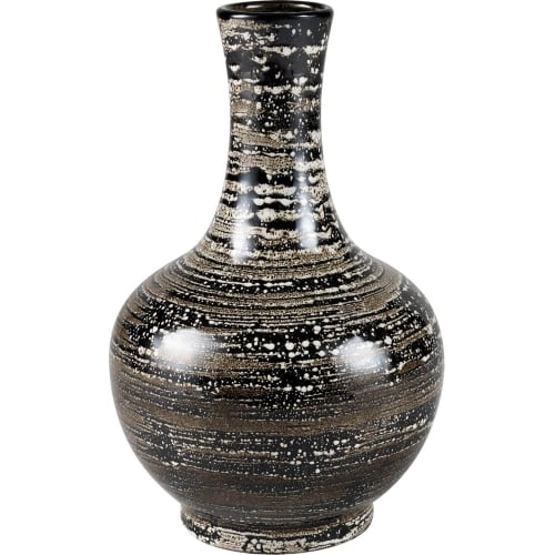 Simone Vase in Black, Brown & White Ceramic