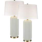 Knox 30"H 1 Light Table Lamp in Light Green & Brass (Set of 2)