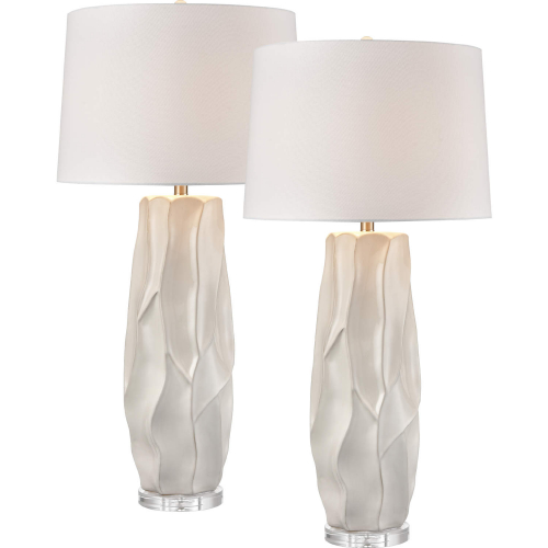 Parker 37.5"H 1 Light Table Lamp in Gloss White Porcelain & Crystal (Set of 2)