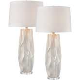 Parker 37.5"H 1 Light Table Lamp in Gloss White Porcelain & Crystal (Set of 2)