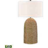 Coe 32"H 1 Light Table Lamp in Natural Seagrass & White Linen (Includes LED Bulb)