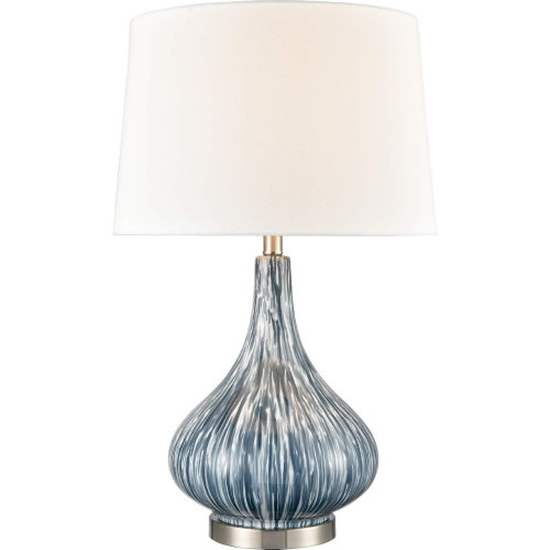 Northcott 28"H 1 Light Table Lamp in Brushed Steel & Blue Glass