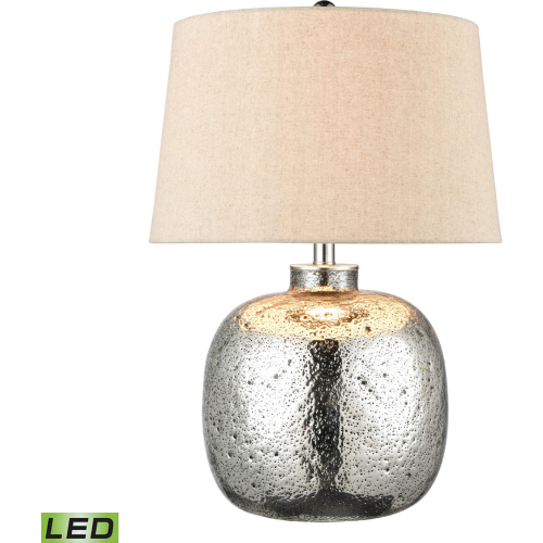 Cicely 1 Light Table Lamp in Silver Mercury Glass & Sand Linen (Includes LED Bulb)