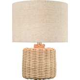 Roscoe 18"H 1 Light Table Lamp in Rattan & Sand Linen