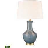 Nina Grove 28"H 1 Light Table Lamp in Blue Ceramic & Antique Brass (Includes LED Bulb)