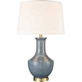 Nina Grove 28"H 1 Light Table Lamp in Blue Ceramic & Antique Brass