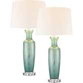 Abilene 32"H 1 Light Table Lamp in Green Glass (Set of 2)