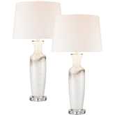 Abilene 32"H 1 Light Table Lamp in White Glass (Set of 2)