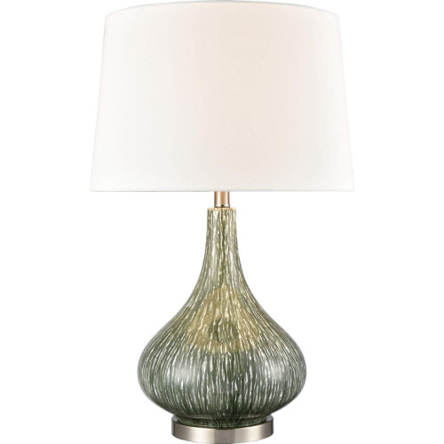 Northcott 28"H 1 Light Table Lamp in Brushed Steel & Green Glass