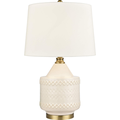 Buckley 27"H 1 Light Table Lamp in White Earthenware & Antique Brass