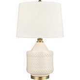 Buckley 27"H 1 Light Table Lamp in White Earthenware & Antique Brass