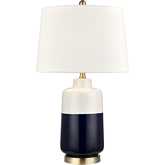 Shotton 27"H 1 Light Table Lamp in Navy Blue Ceramic