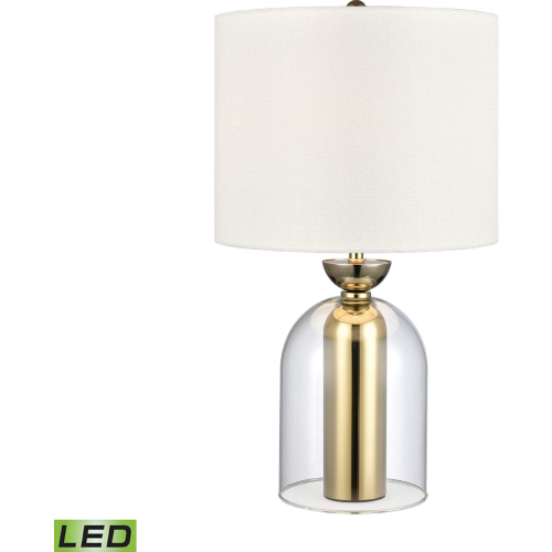 Park Plaza 1 Light Table Lamp in Glass, Gold & White Linen (Includes LED Bulb)