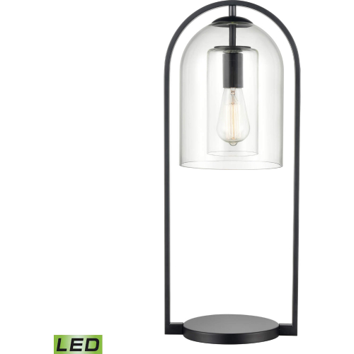 Bell Jar 28"H 1 Light Desk Lamp in Matte Black Metal & Glass (Includes LED Bulb)