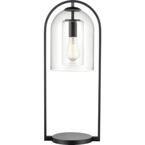 Bell Jar 28"H 1 Light Desk Lamp in Matte Black Metal & Glass