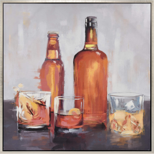 Bottle Drinks Framed Wall Art in Amber & Multicolor