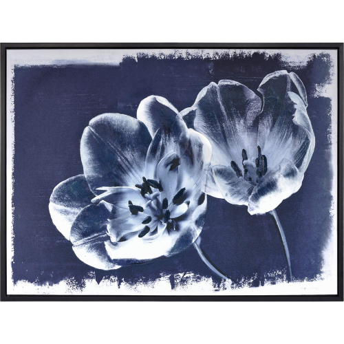 Meru Framed Wall Art in Blue, White & Black Canvas