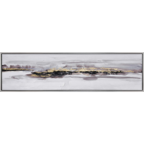 Newton Lake Framed Wall Art in Gray, Gold & Silver Canvas