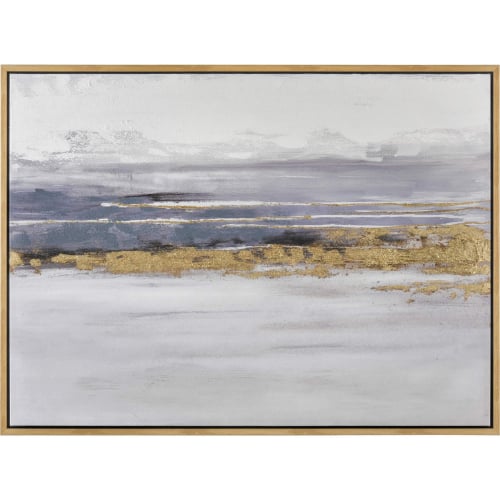 Jones Sound Framed Wall Art in Gray & Gold Canvas