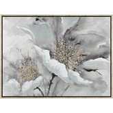 Farris Blooms Framed Wall Art in Gray, Light Blue & Gold Canvas