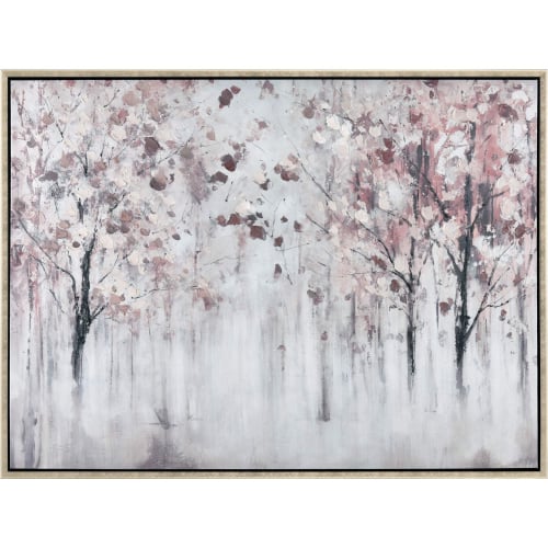 Norcross Forest Framed Wall Art in White, Maroon, Gold