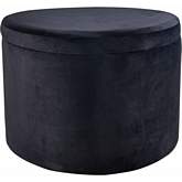 Linder Storage Ottoman in Black Velvet