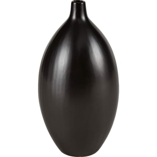 Faye 14"H Vase in Black Earthenware