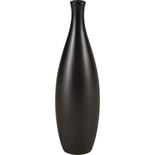 Faye 14"H Vase in Black Earthenware