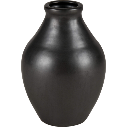 Faye 10"H Vase in Black Earthenware