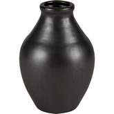 Faye 10"H Vase in Black Earthenware